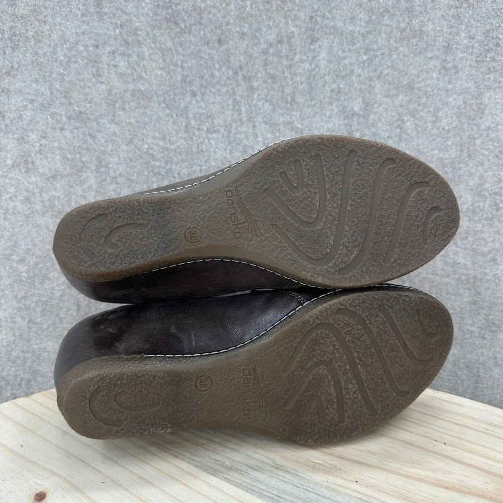Alegria Liliana Wedge Pumps 7.5-8 Brown Leather Slip On Comfort Shoes
